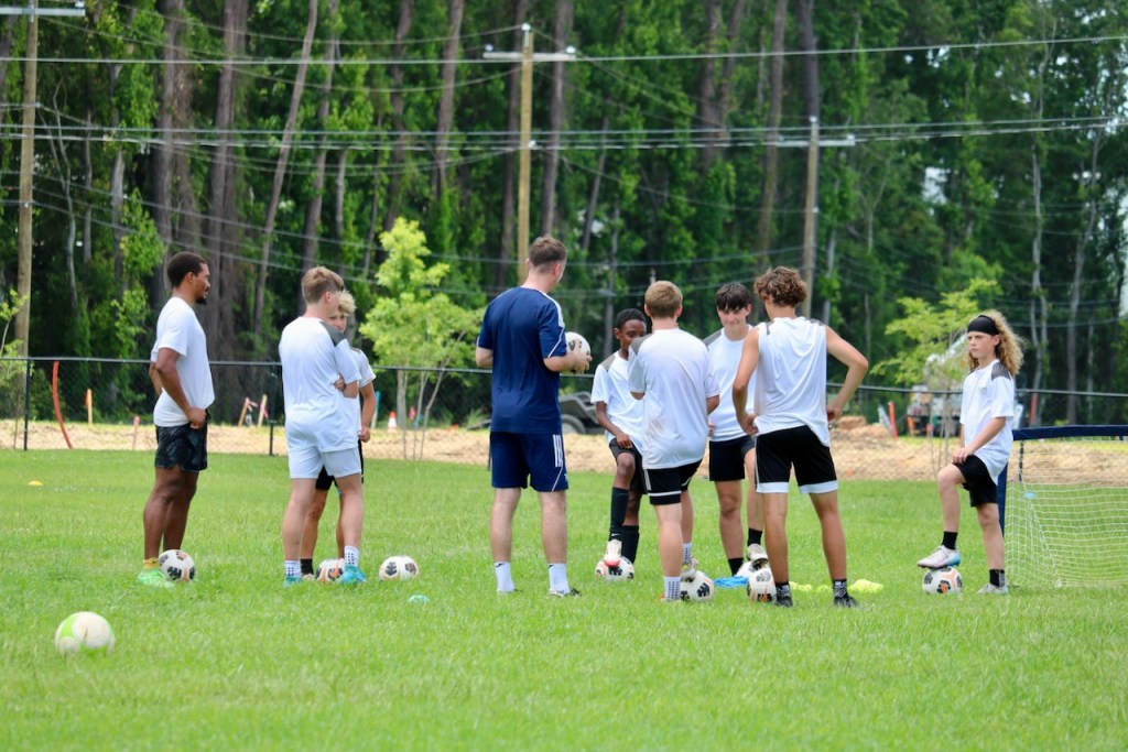 "Coach Rudy Raab instructing a group of players during the TM17pro Charleston Summer Camp.